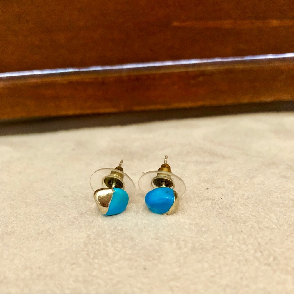 Turquoise and Gold Stud Earrings